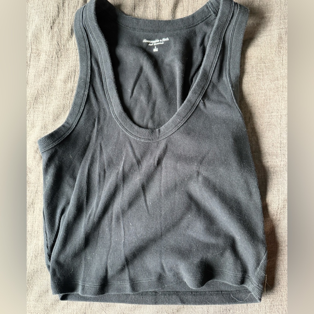 Abercrombie & Fitch Black Ribbed Cropped Tank Top